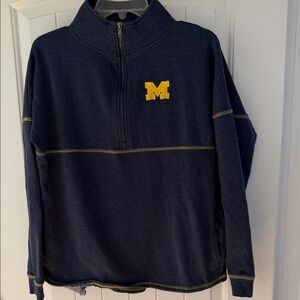 Women's Navy Quarter-Zip Pullover with Yellow Michigan Logo by Colosseum in M